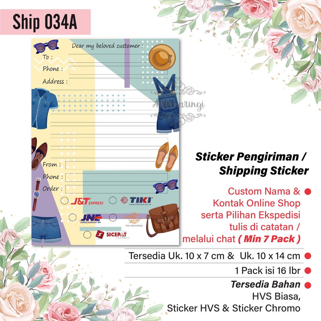 

Artomaringi Shipping Sticker HVS Doff Sticker Pengiriman Chromo Shipping Label SS034