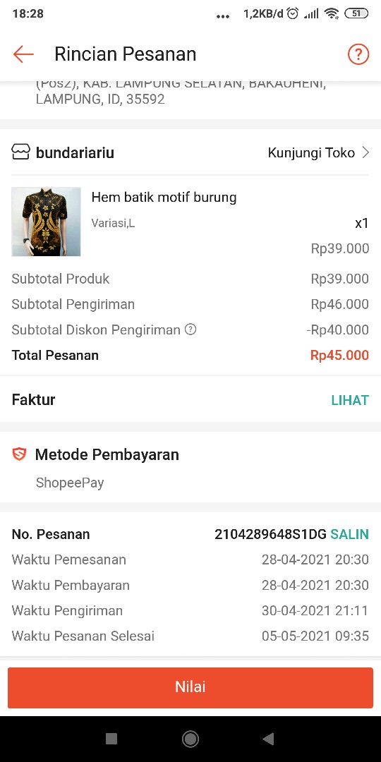 Hem Batik Motif Burung