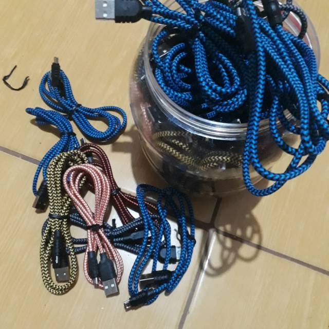 USB MICRO KABEL FULL KARET+LAPIS BENANG