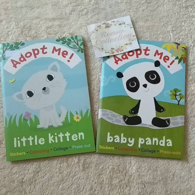 

Adopt me panda kitten stickers colouring collage press out