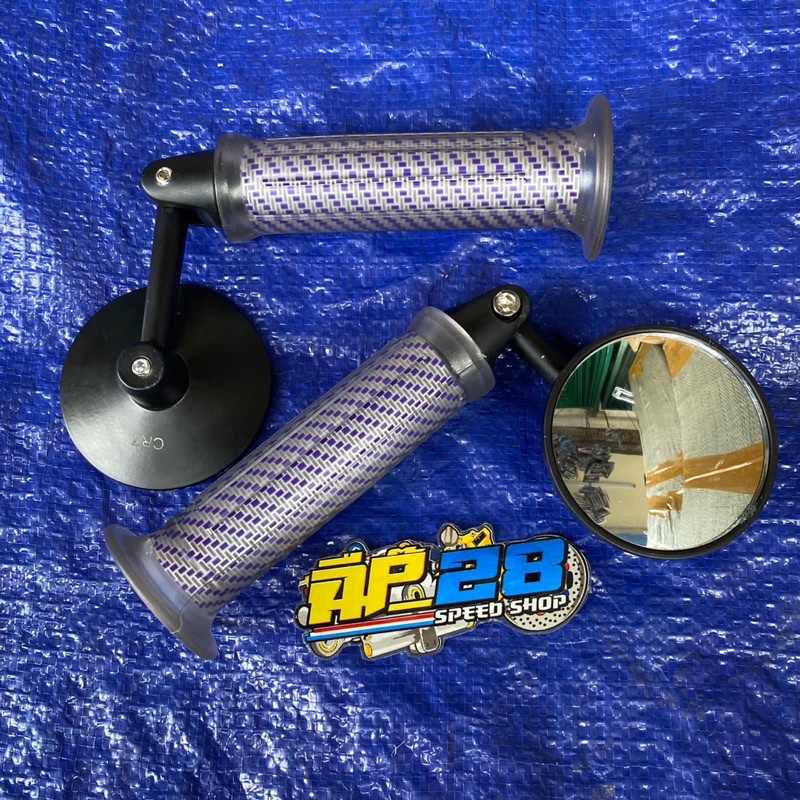 1 PAKET HANDGRIP GRIP HANFAT KARBON CARBON PLUS SPION JALU BAR END BULAT KACA CEMBUNG NMAX XMAX VESPA MATIC BEAT VARIO 125 VARIO 110 VARIO 150 MIO W125 XSR SCOOPY NEW 2021 SCOOPY S12 UNIVERSAL ALL MOTOR