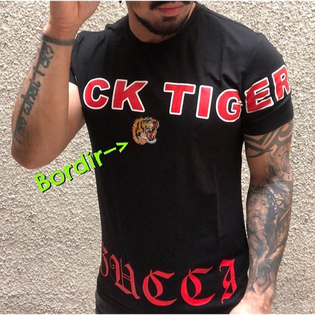 Kaos Gc Black Tiger Embroidery Series