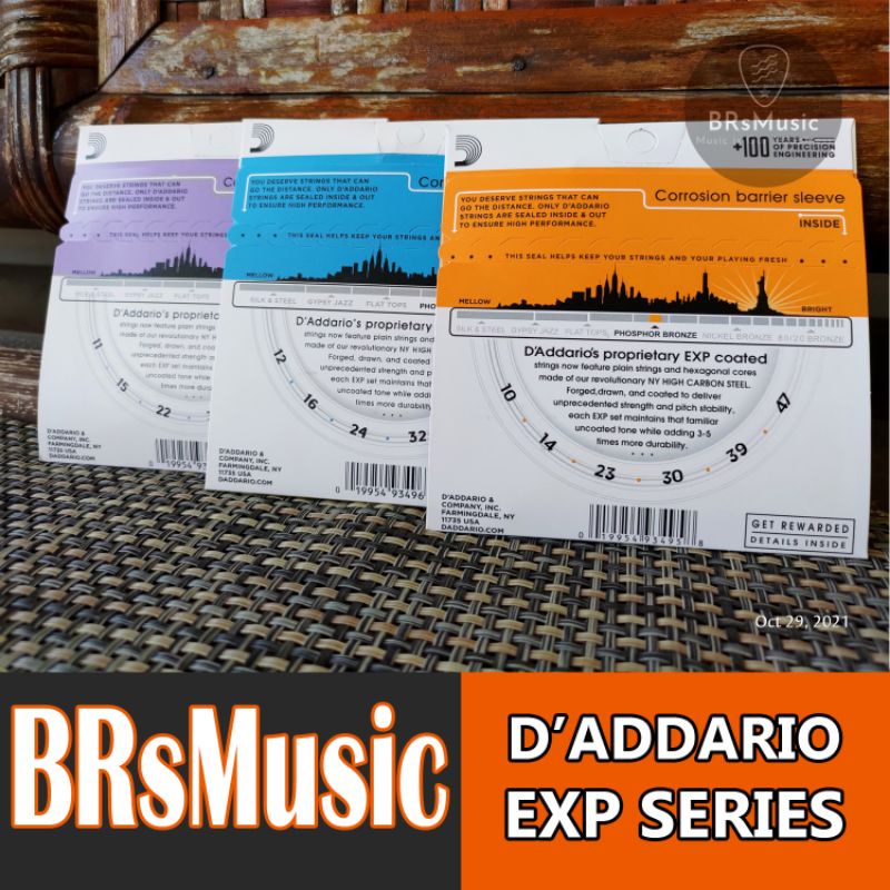 Senar Gitar D'Addario EXP Series Fullset 6 Tali D Addario EXP15 EXP16 EXP26