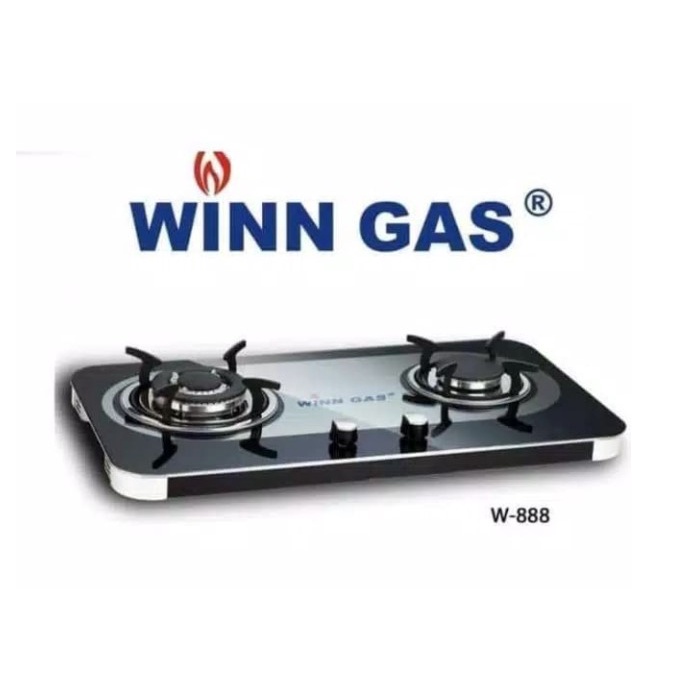 Winn Gas Kompor Gas Kaca Tanam 2 Tungku W-888 Slim Glass W888 W 888