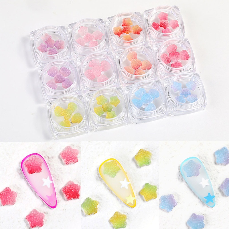 Siy 5pcs Stiker Kuku 3d Warna Permen Gradasi Bahan Resin Untuk Dekorasi Nail Art Charms