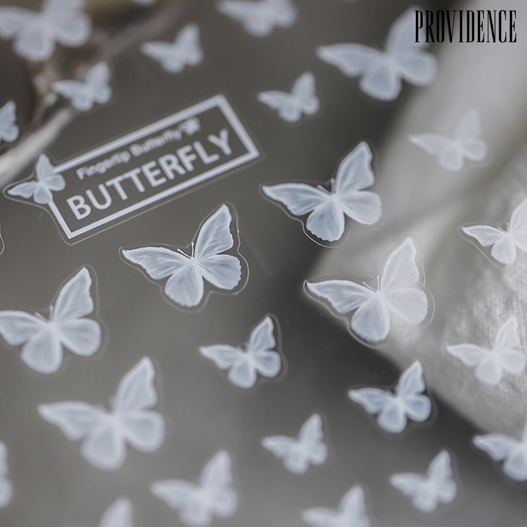 Providence Manicure Decal Universal Compact Easy to Use White Butterfly Nail Art Transfer Sticker for Women