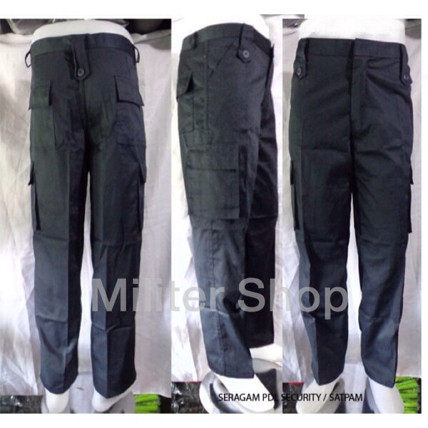 MURAH  Celana Panjang Lapangan/Cargo/Celana PDL/Satpam/Pramuka/Polisi/FKPPI - Hitam, 30
