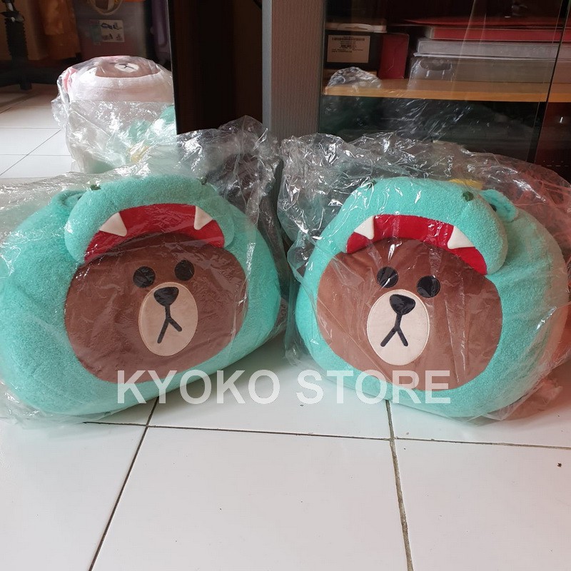 Boneka Bantal Line Dino Brown Jungle Brown Line Cushion Official LINE