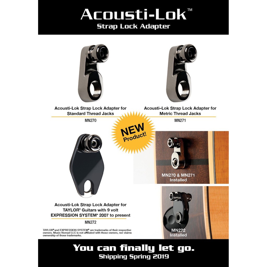 MUSIC NOMAD Acousti-Lok Strap Lock Adapter for Metric Output Jacks