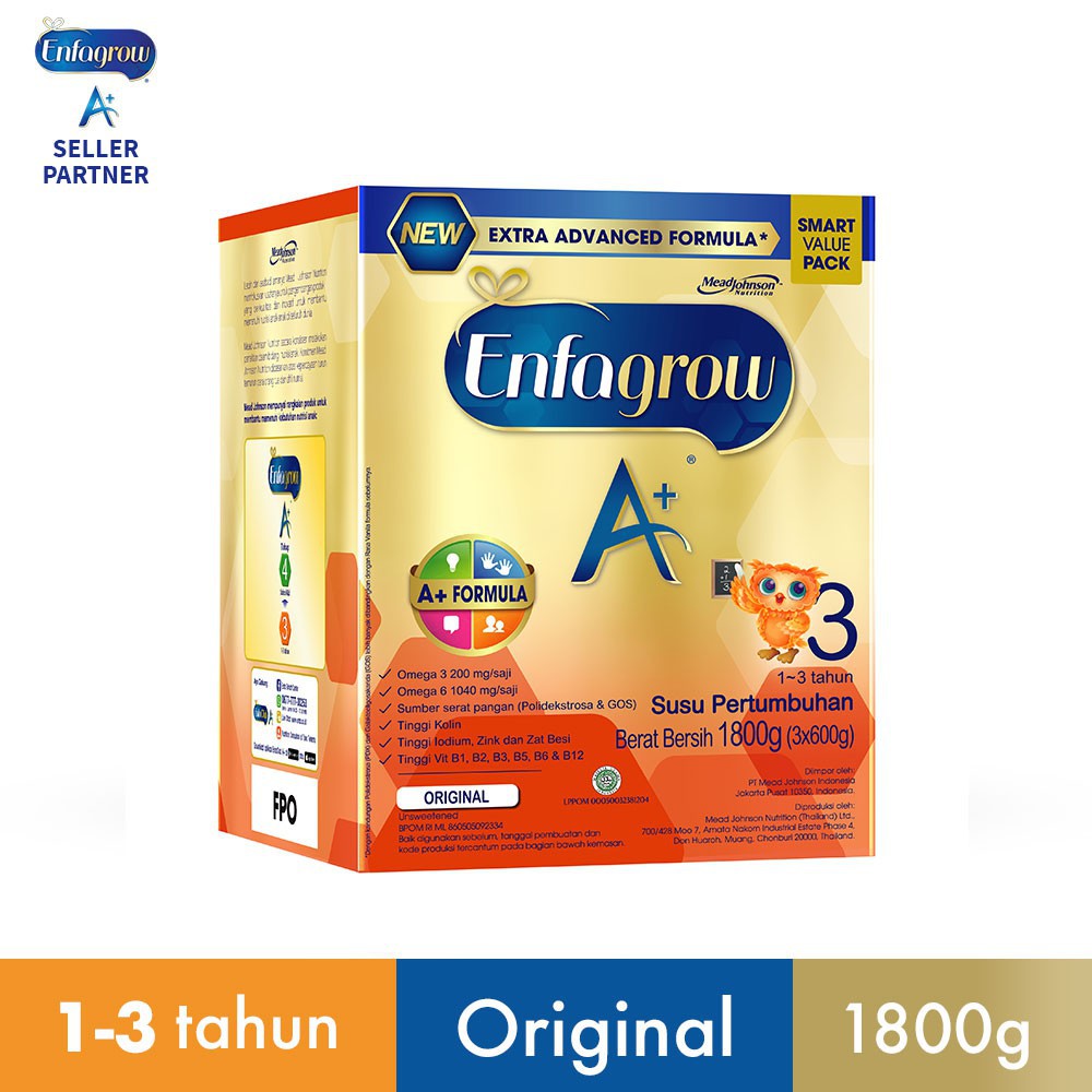 Enfagrow A+ Susu Formula Anak 3 Rasa Original &amp; Vanilla 1800gr