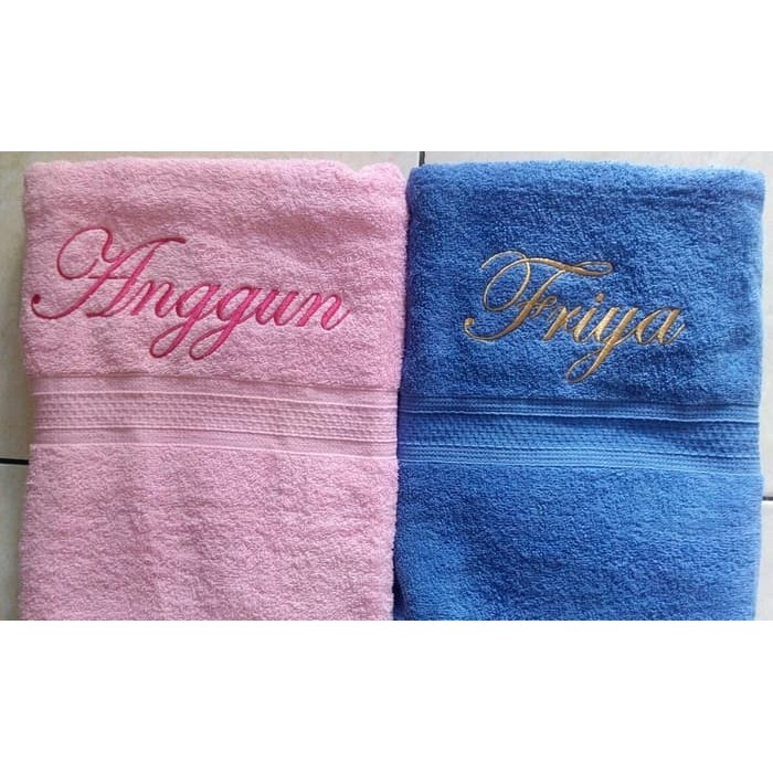 BORDIR NAMA handuk besar 70cm x 135cm dewasa termurah