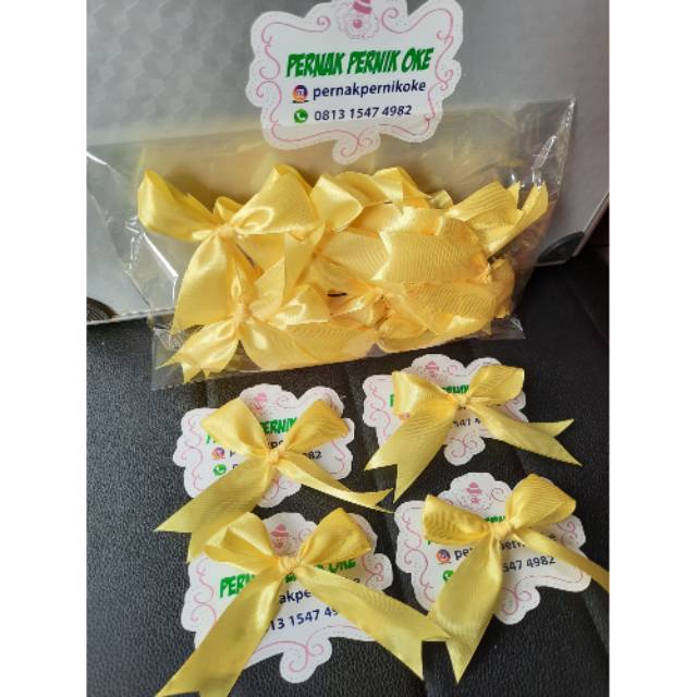 

Pita Kuning 15 pcs | Pita satin | Pita siap tempel | pita jadi | pita souvenir |Aplikasi Pita