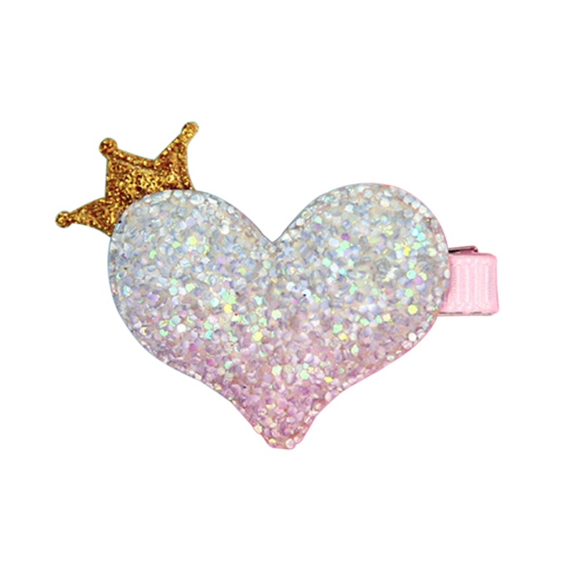 Zzz 1Pc Rainbow Heart Hair Clip Glitter Jepitan Sisik Ikan Crown Princess Barrette