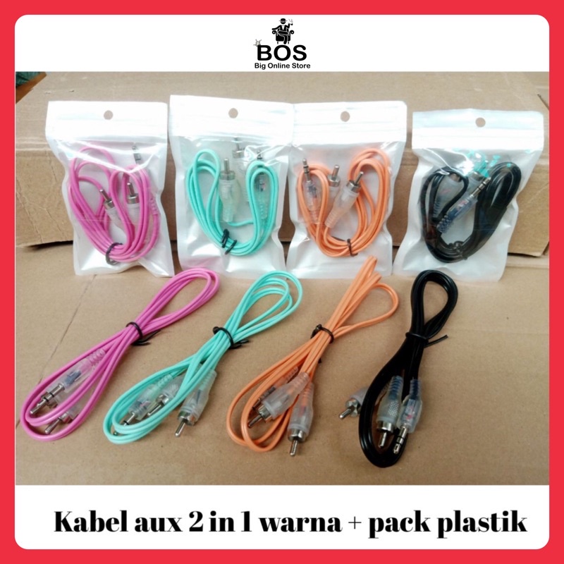 BOS - KABEL AUX 2 IN 1 | CABLE AUDIO 2X1 | JACK 3.5mm TO RCA 2 X 1