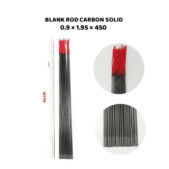 FIBER UJUNG BLANK ROD CARBON SOLID 0.9x1.95x450