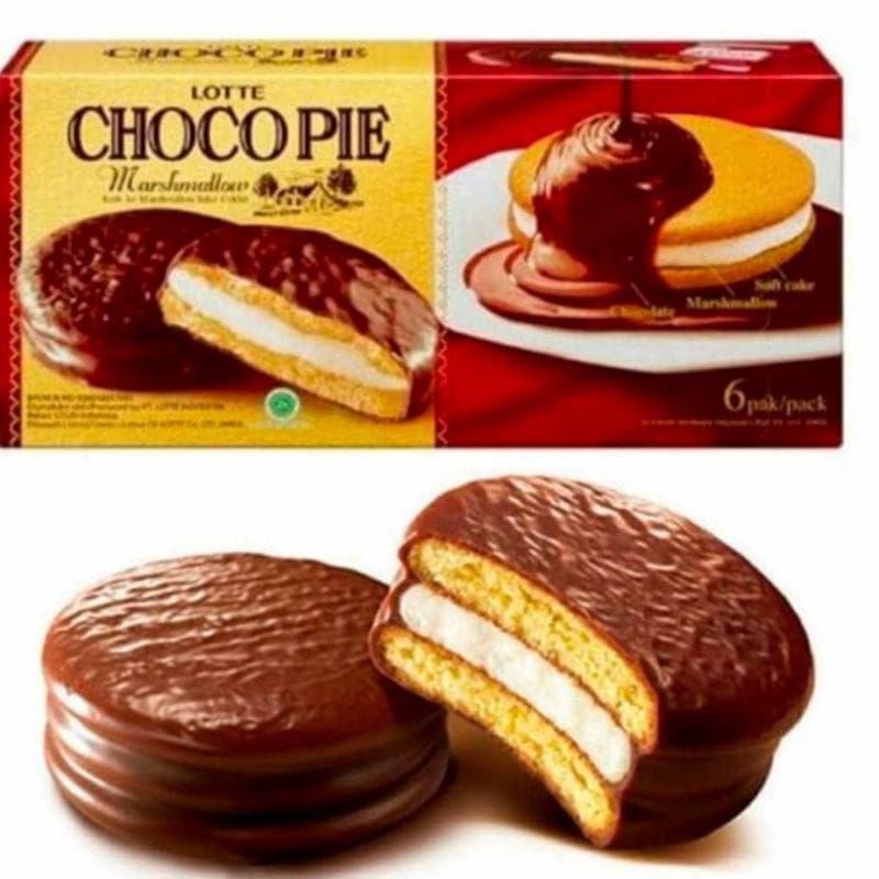 Lotte choco pie marshmallow Keju dan Coklat richeese Nabati cemilan murah dan enak (12pcs x 28gr)