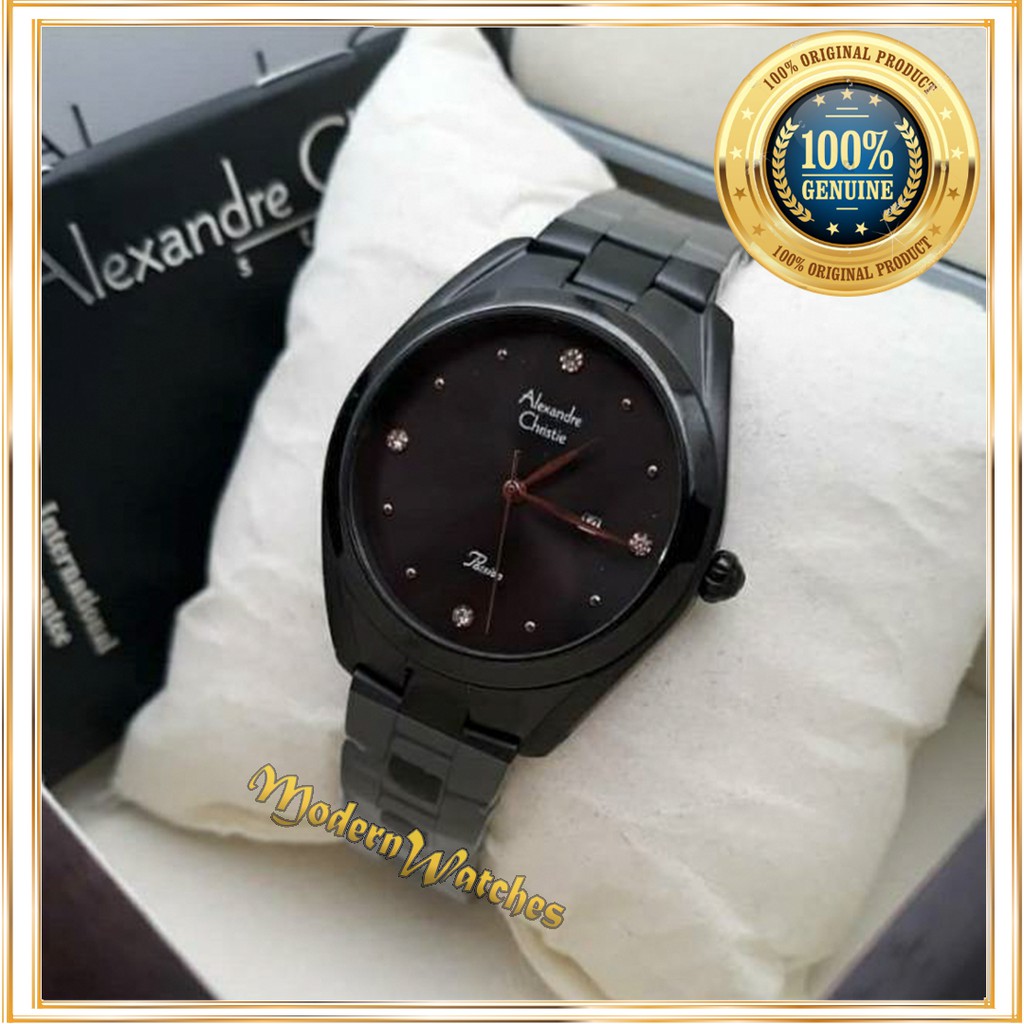 Jam Tangan Hitam Alexandre Christie Wanita AC 2789 Black Original Alexander Christi Ori Termurah