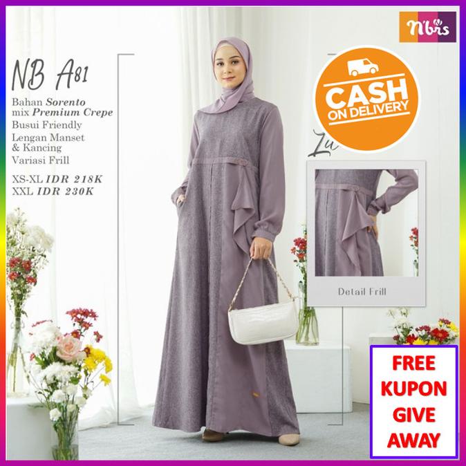 Baju Gamis Nibras Terbaru 2021 Muslim Promo Lilac NB A81 Ori Original