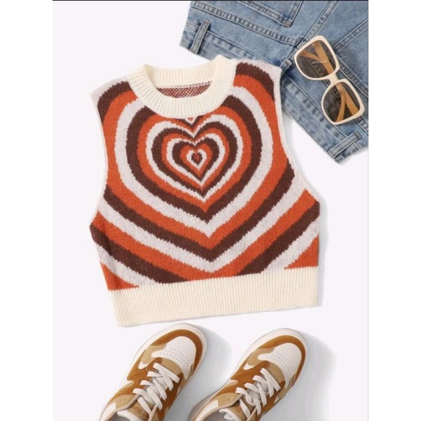 Heart Pattern Sweater Vest