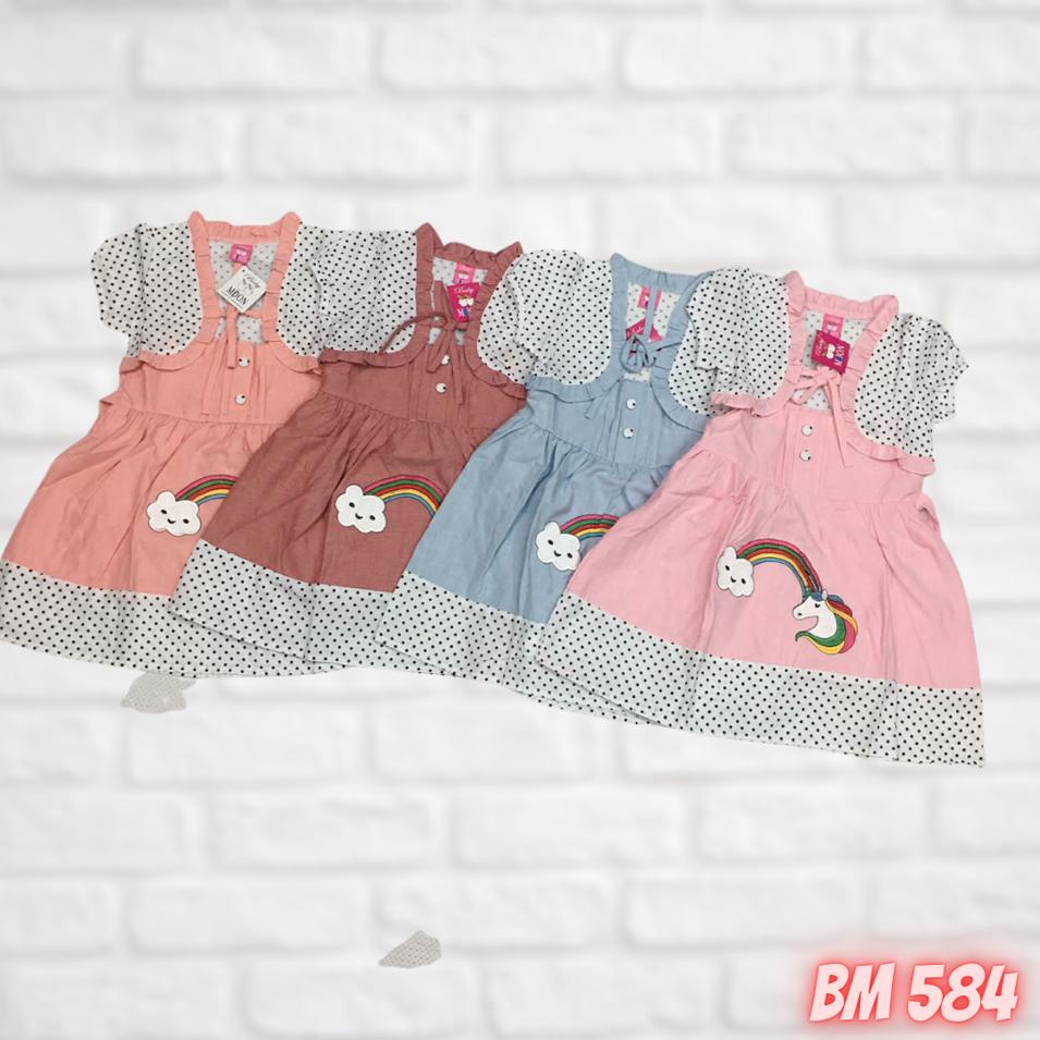 BM584 BAJU PAKAIAN ANAK PEREMPUAN JUMPSUIT DRESS KODOK CUTE IMUT BABY MOON GROSIR