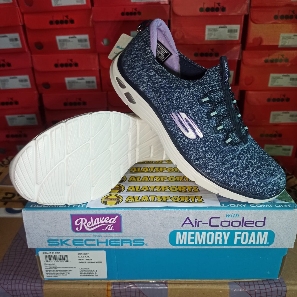 Skechers Empire D'lux Sharp Witted 149007-NVAQ Sepatu Sneaker Wanita Original