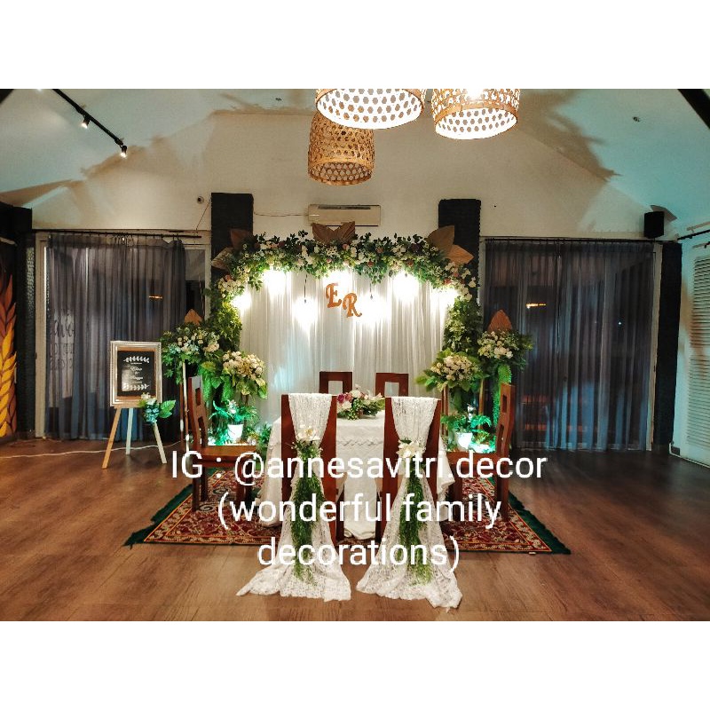 sewa dekorasi backdrop akad nikah 3 meter + meja akad 6 kursi