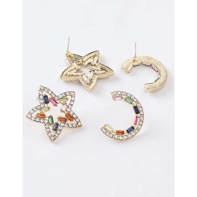 LRC Anting Tusuk Fashion Diamond Pentagram Earrings D63795