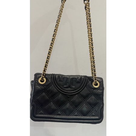 Preloved TB Soft Fleming Convertible Shoulder Bag Medium Black
