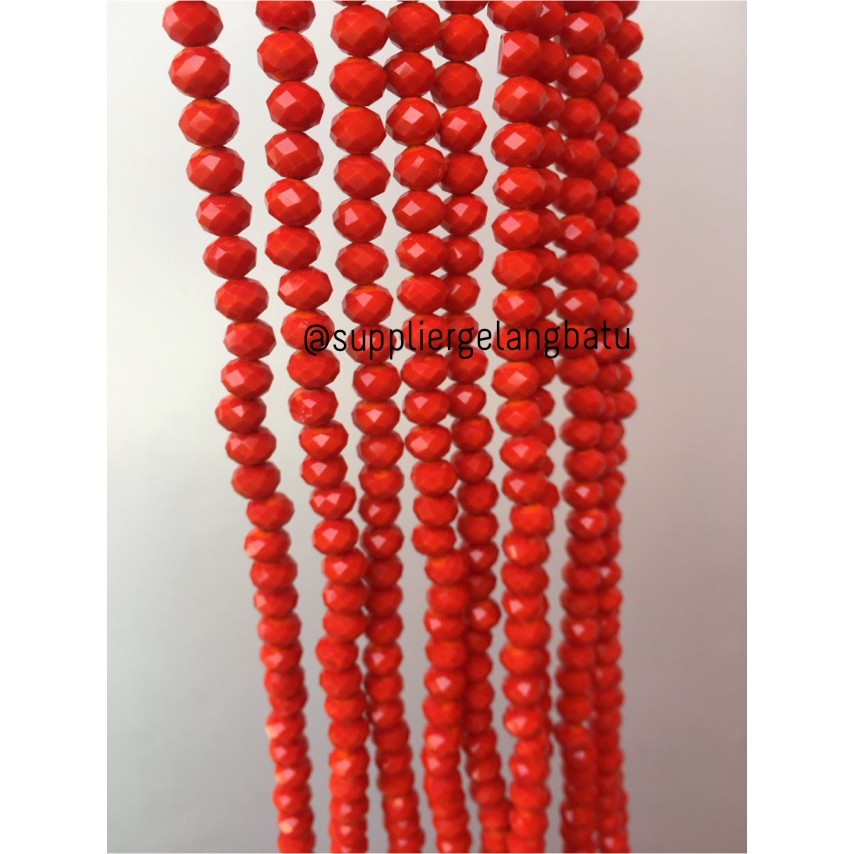 Crystal Ceko Doff 8mm Orange Oren Aksesori Beads Manik Donat Rondelle DIY Craft aksesoris kerajinan