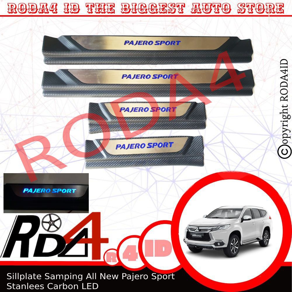 Sillplate Samping All New Pajero LED Kombinasi Hitam Stainless Carbon