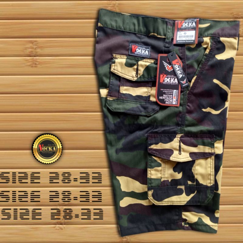 Celana Pendek Cargo Pria Loreng army PDL Navy Mma Casual Bisa COD