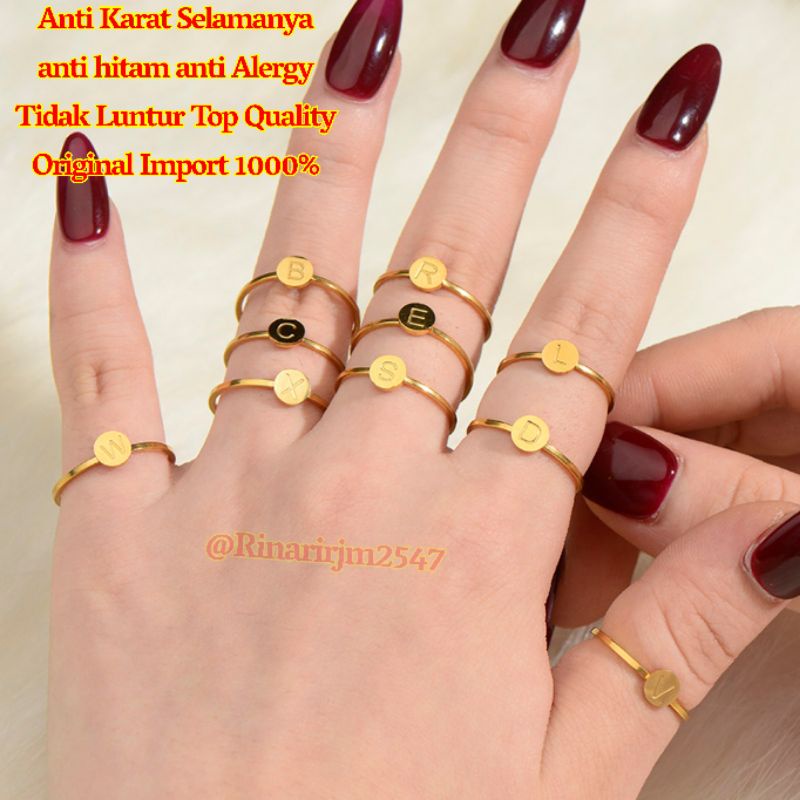 CINCIN HURUF TITANIUM ANTI KARAT IMPORT CINCIN INISIAL HURUF TITANIUM CINCIN HURUF A R I N S M H F G