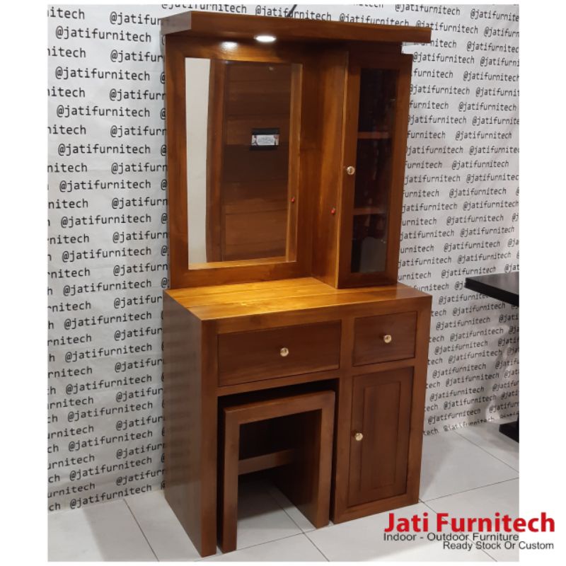Meja Rias Jati + Lampu Led // Jati Furnitech