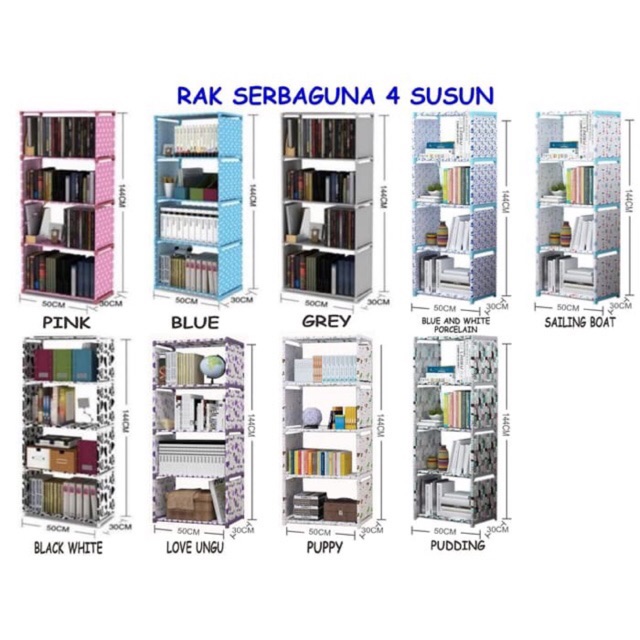  Rak  Buku  Portable  Serbaguna 5 SUSUN Mudah dibongkar 
