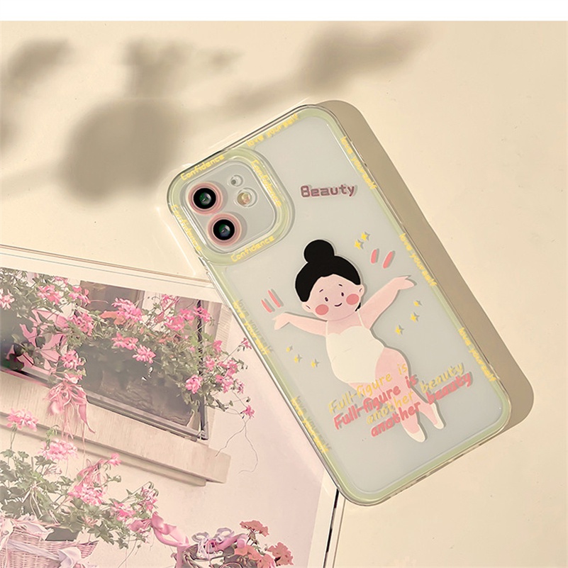 Soft Case Silikon Transparan Motif Gadis Lucu Untuk Compatible for iPhone 14 13 12 11 Pro Max X Xr Xs Max SE 8 7 6 6s Plus Cute Girl Clear Phone Case Soft Silicone Shockproof Phone Cover