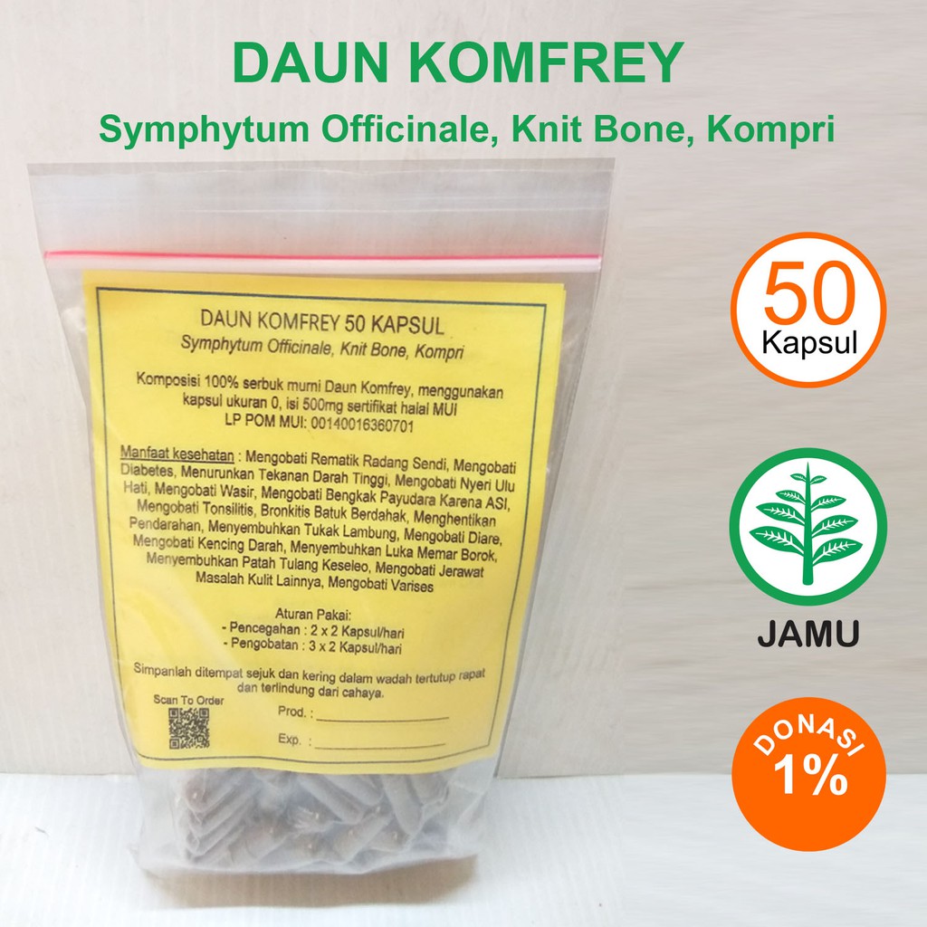 

DAUN KOMFREY KAPSUL Herbal Diabetes Wasir Hipertensi Tukak Lambung Luka Memar Borok