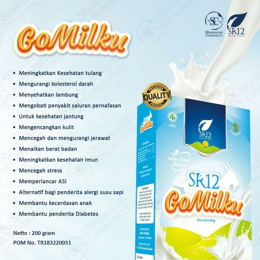 

GO MILKU SR12 SUSU KAMBING ETAWA PREMIUM / GOAT MILK SUSU BUBUK TANPA GULA