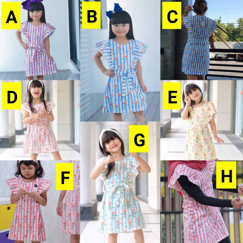 dress bloom flaminggo dress anak