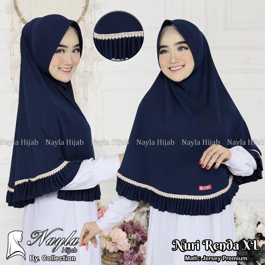 JILBAB INSTAN NURI RENDA XL KERUDUNG BERGO JERSEY PREMIUM TERMURAH DAN TERLARIS NAYLA HIJA'B