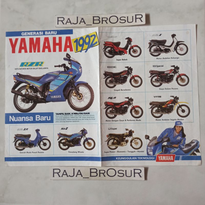 Poster brosur iklan Yamaha RX King/RX Special/RXR/RXZ/RZR/Champ/YT115/RXR/Alfa II/Alfa IIR 2Tak 2T 1