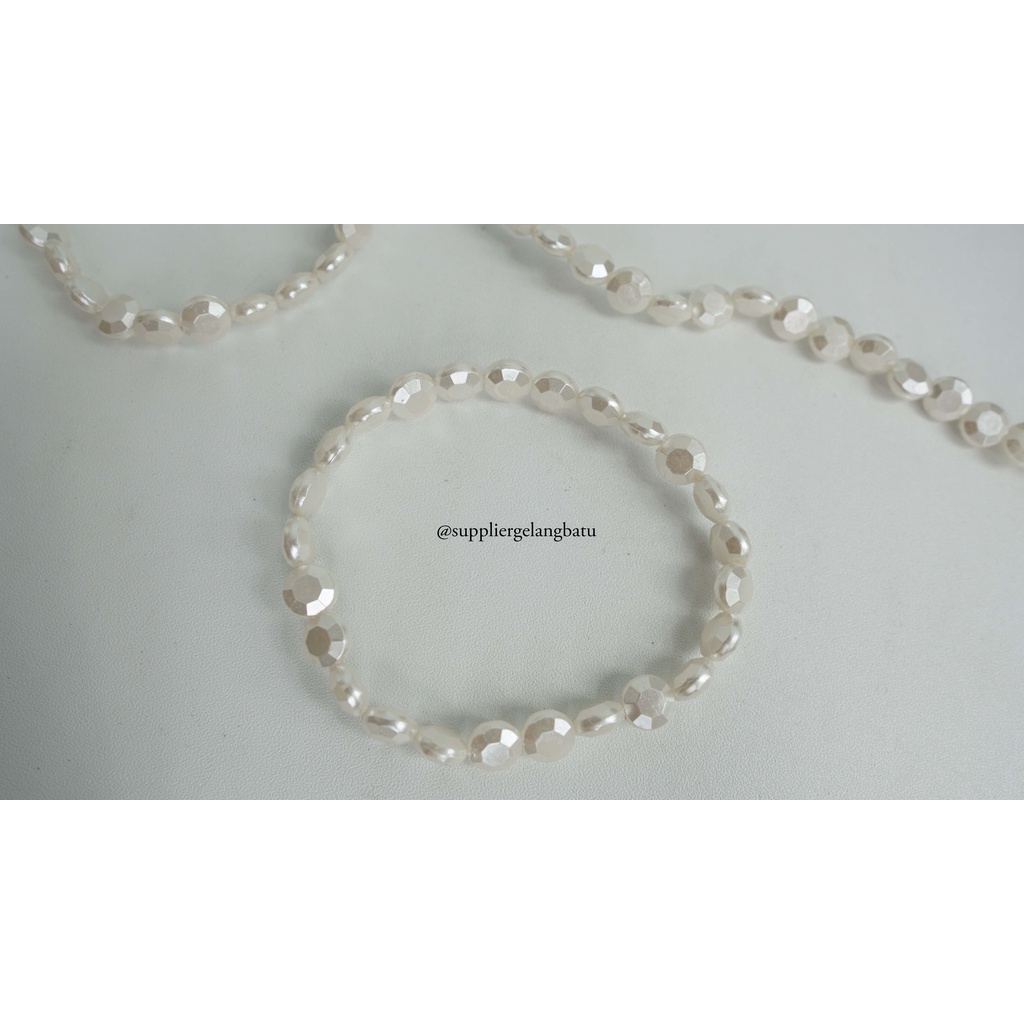 1 set STRAP MASK dan GELANG Mutiara Sintetis CEKO BULAT 8mm pearl