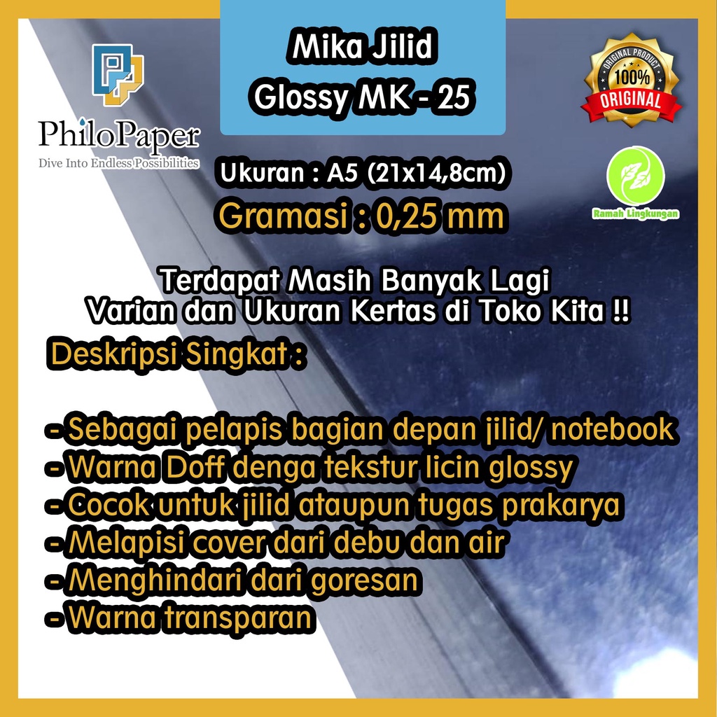 

Plastik Mika Jilid Super Tebal Glossy MK - 25 A5