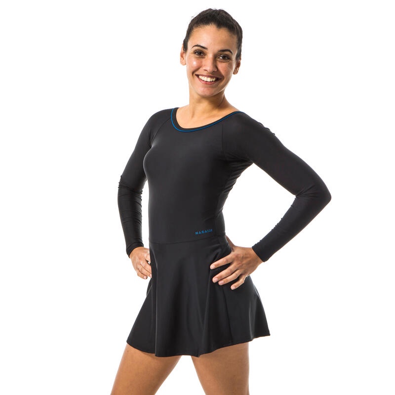 Decathlon Nabaiji Women'S Una Sleeve One-Piece Swimsuit - Black - 8577104