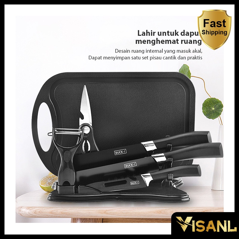 PISAU SET 7 IN 1 TALENAN / KITCHEN KNIFE SET / Pisau Dapur Set Potong Daging Dan Buah / VS-1821