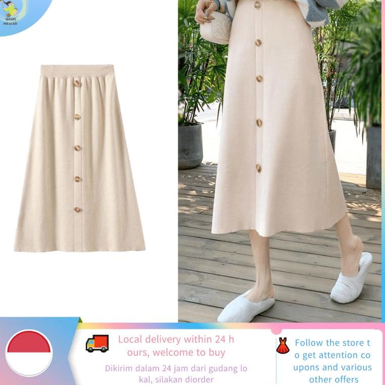 "GRD. 585764" Rok wanita rajut premium/Rok Panjang Korea/Korea Rok Putih/Fashion Wanita Rok Rajut Im