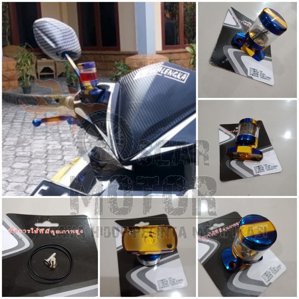 TUTUP MINYAK REM STEMPEL TRANSPARAN TWO TONE HONDA 2TONE VARIASI MOTOR VARIO BEAT SCOOPY SUPRA REVO motor