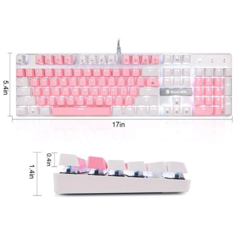 Keyboard Gaming Mechanical K10 Pink keyboard usb rgb sades