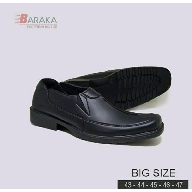 BIG SIZE 43-47 Sepatu Pantofel Pria Barack 10 Size JUMBO Loafers Slip On Kulit Kantoran Sepatu PNS JUMBO Hitam, 44