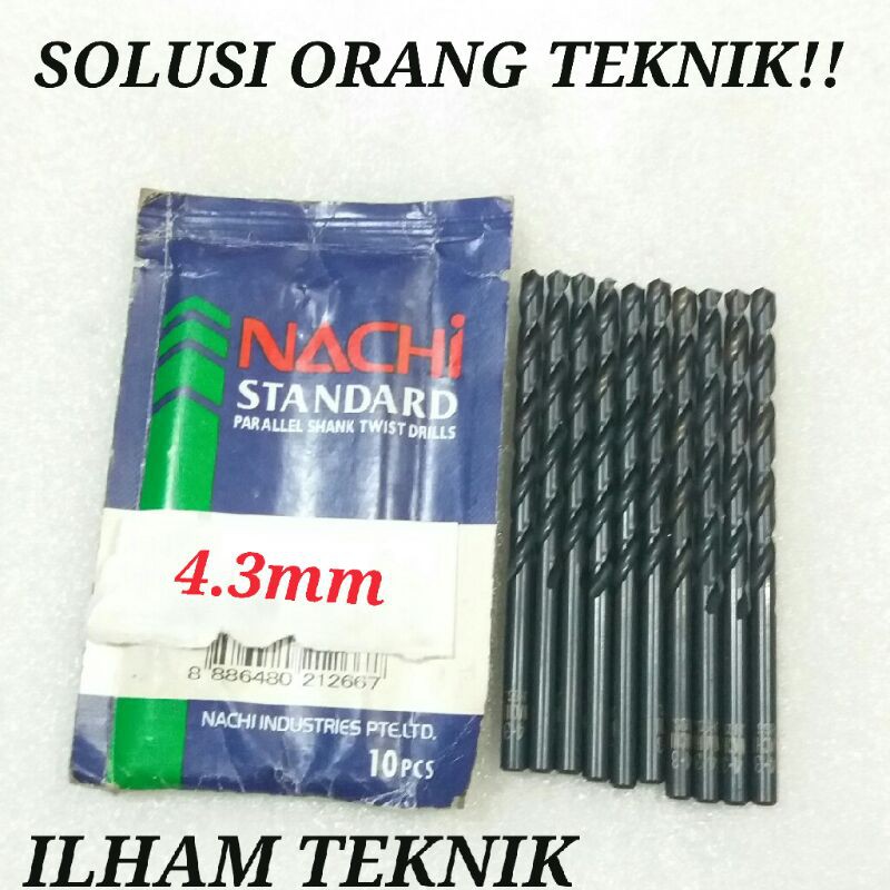 Nachi bor besi MATA BOR NACHI 4.3 BARU DRILL 4,3mm NACHI bor besi bor japan ALAT BUBUT