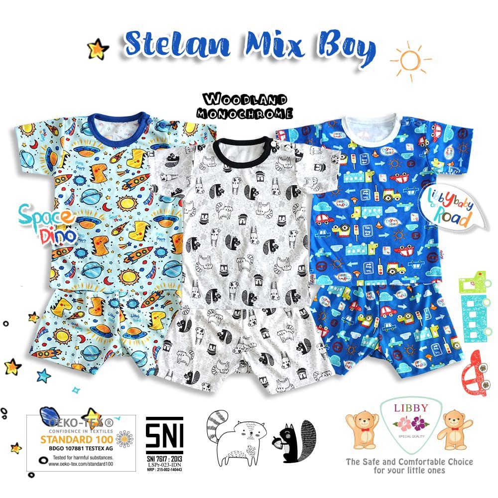 libby setelan oblong pendek boy&amp;girl 3pcs s,m,l,2l,xl,xxl